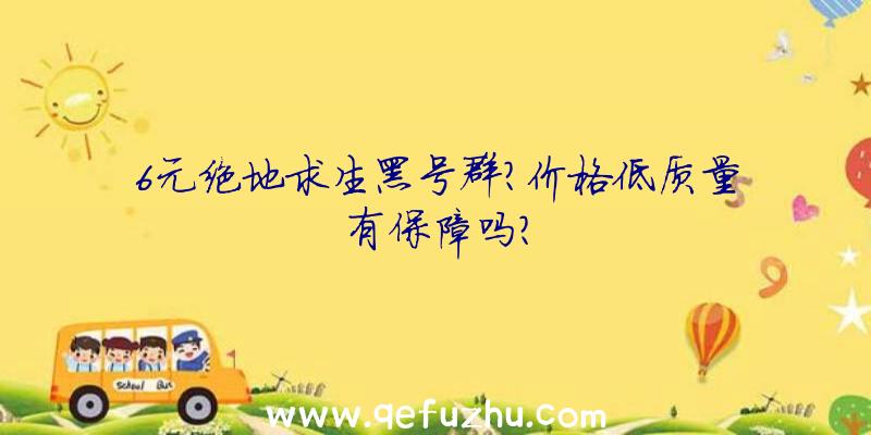 6元绝地求生黑号群？价格低质量有保障吗？