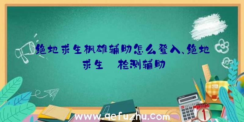 绝地求生枭雄辅助怎么登入、绝地求生