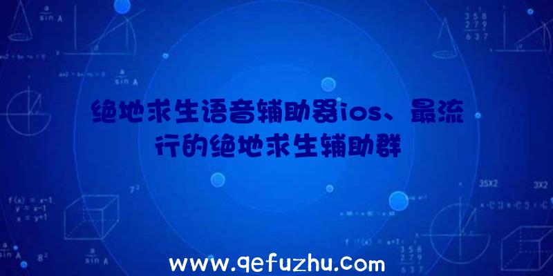 绝地求生语音辅助器ios、最流行的绝地求生辅助群