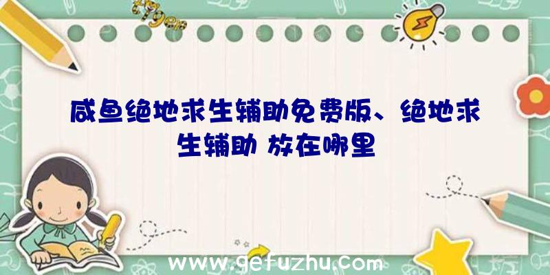咸鱼绝地求生辅助免费版、绝地求生辅助