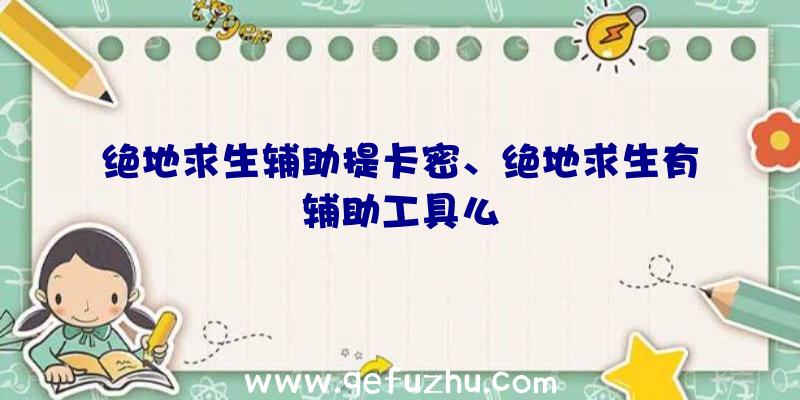 绝地求生辅助提卡密、绝地求生有辅助工具么