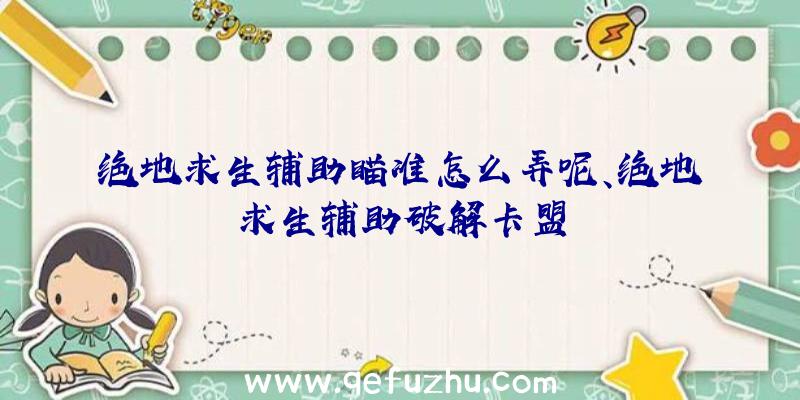 绝地求生辅助瞄准怎么弄呢、绝地求生辅助破解卡盟