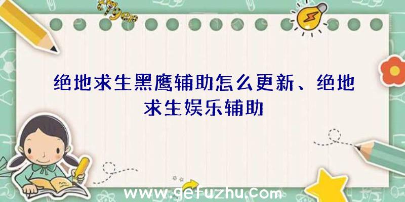 绝地求生黑鹰辅助怎么更新、绝地求生娱乐辅助
