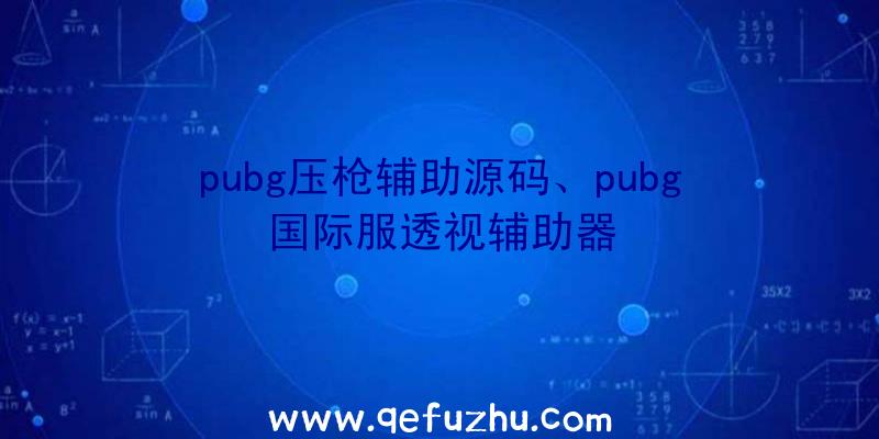 pubg压枪辅助源码、pubg国际服透视辅助器