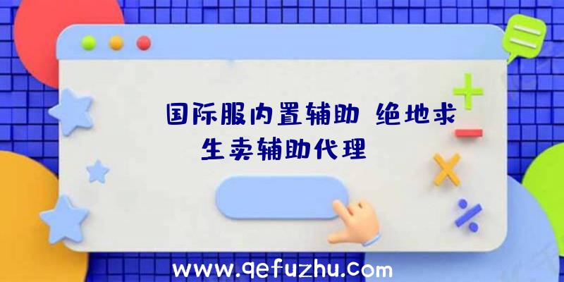 pubg国际服内置辅助、绝地求生卖辅助代理