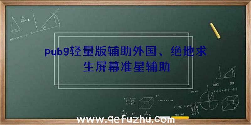 pubg轻量版辅助外国、绝地求生屏幕准星辅助