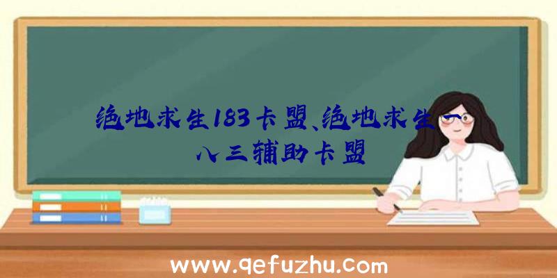 绝地求生183卡盟、绝地求生一八三辅助卡盟